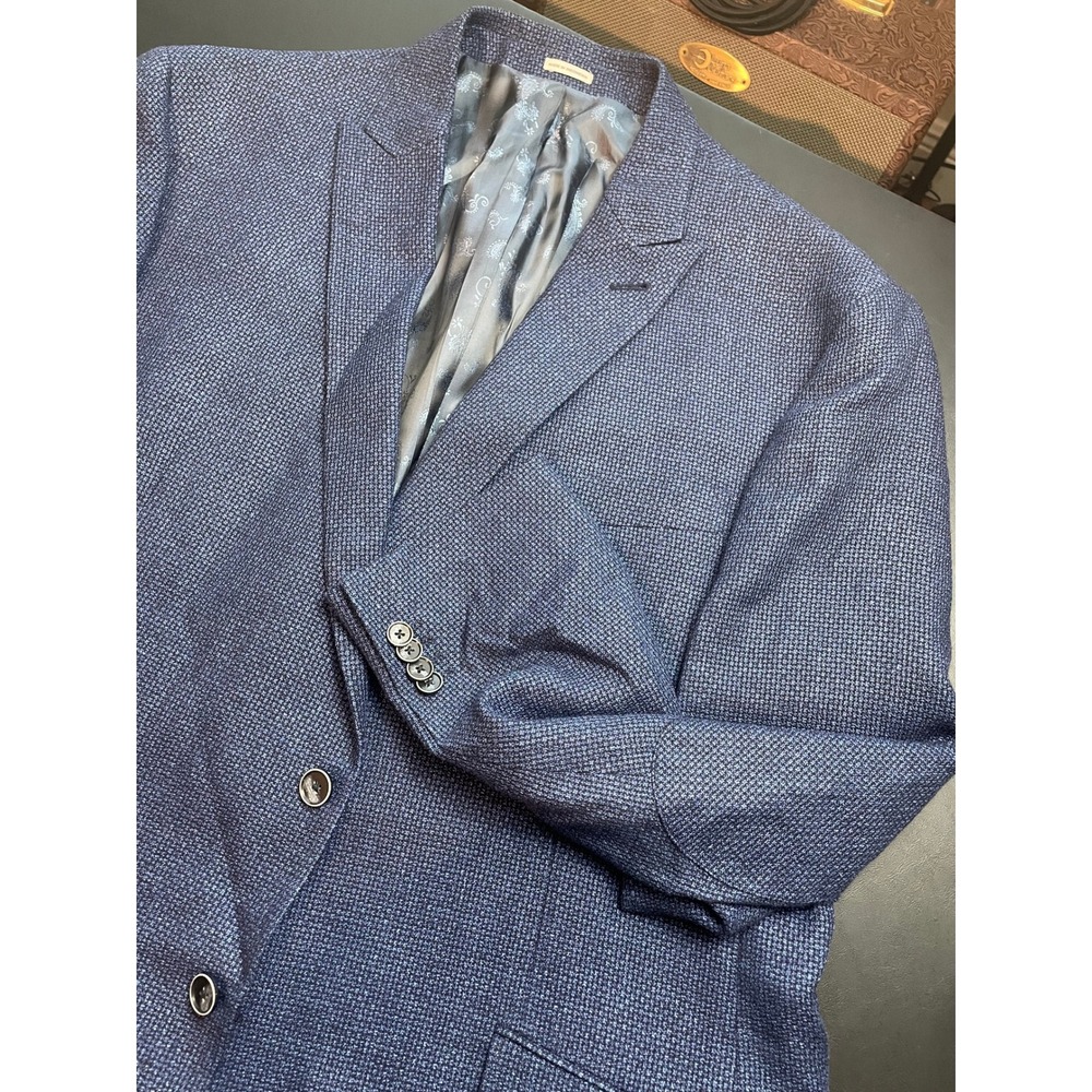 Joseph Abboud Heritage Blazer Mens 50 Long Blue Excellent Linen Wool Sport Coat